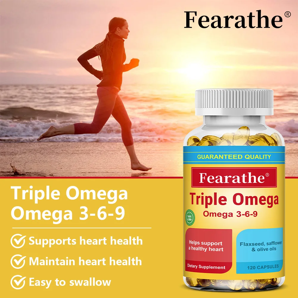 Omega 3-6-9 Capsules - Fish Oil & Plant-Based DHA Blend, Heart Brain Eye Immune Enhances Concentration Memory Support, Non-GMO