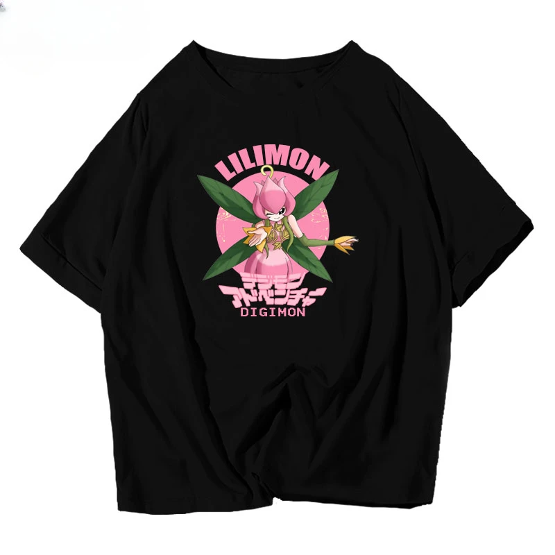 Anime Digimon Adventure Oversized T Shirt Women Men Angemon Agumon Lilimon Angewomon Summer O-neck Short Sleeve Cotton T-shirt view 4