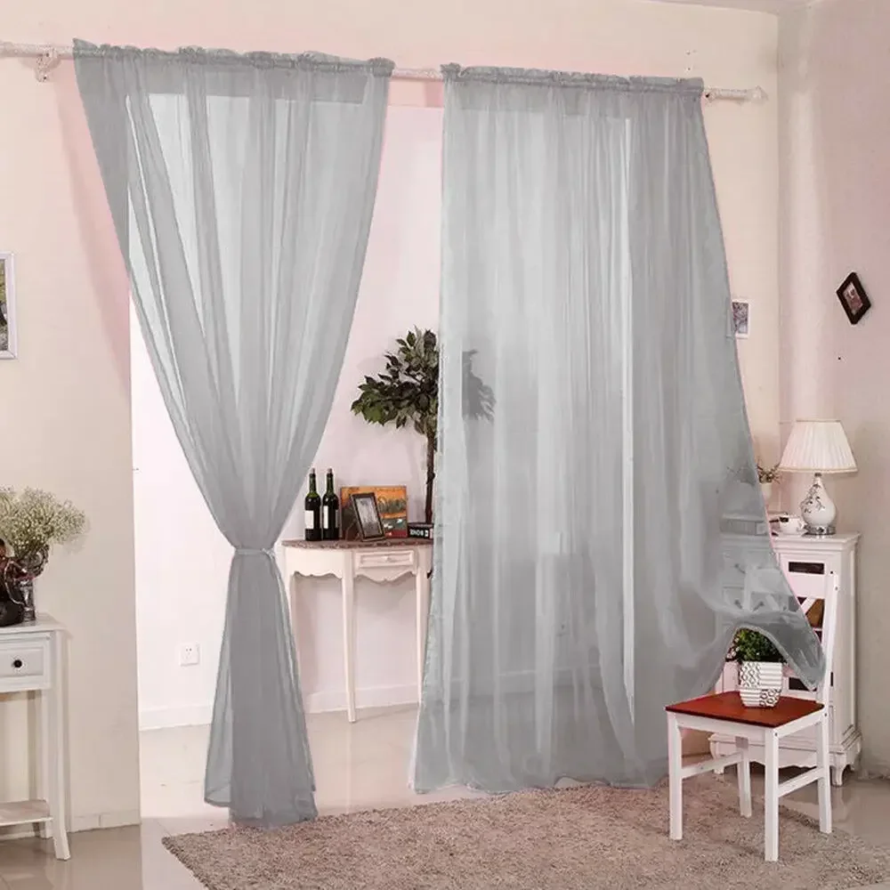 2PCS Europe Solid White Window Curtains For Kitchen Tulle Curtain For Living Room Modern Bedroom Sheer Voile Curtain Christmas