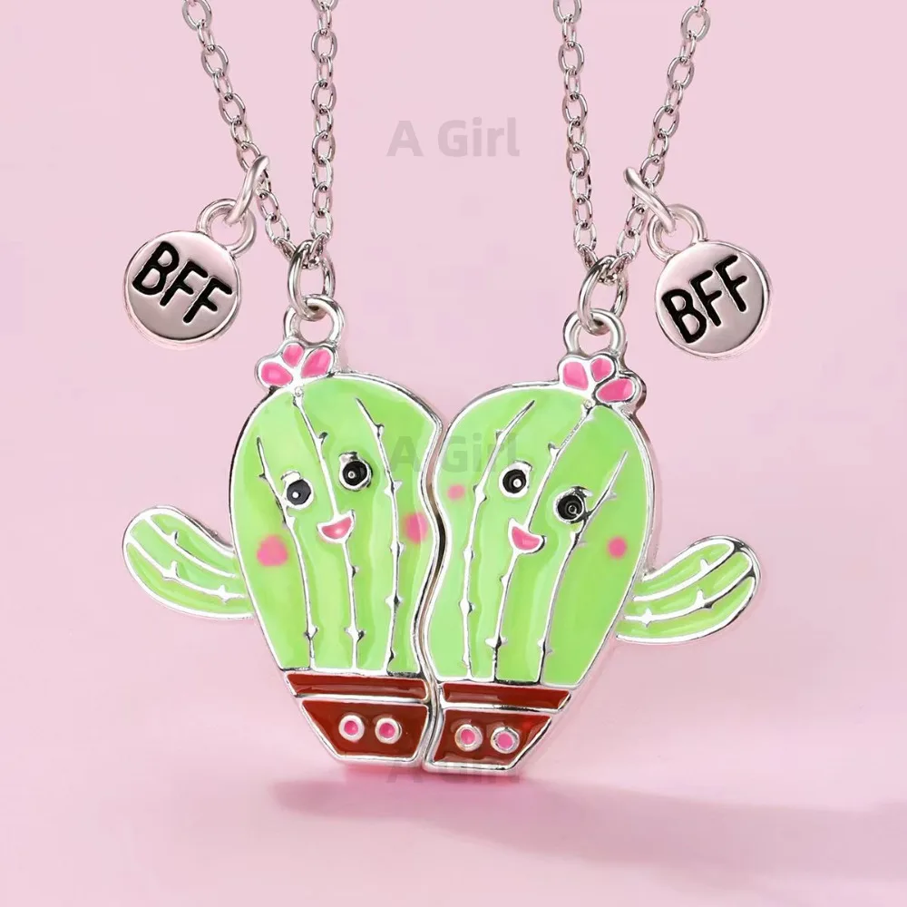 A Girl 2Pcs/set Cartoon Animal Series Unicorn Mermaid Capybara Pendant Best Friend Necklace BFF Friendship Jewelry Gifts view 5