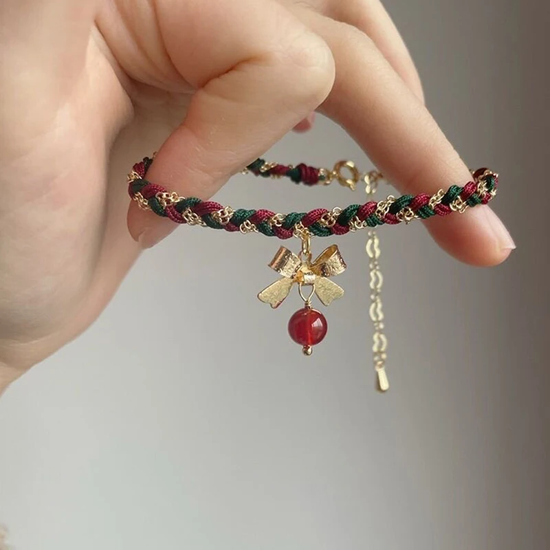 Kerst Bow Bedelarmband Verstelbare Armband Voor Vrouwen Meisje Nieuwjaar Party Sieraden Cadeau