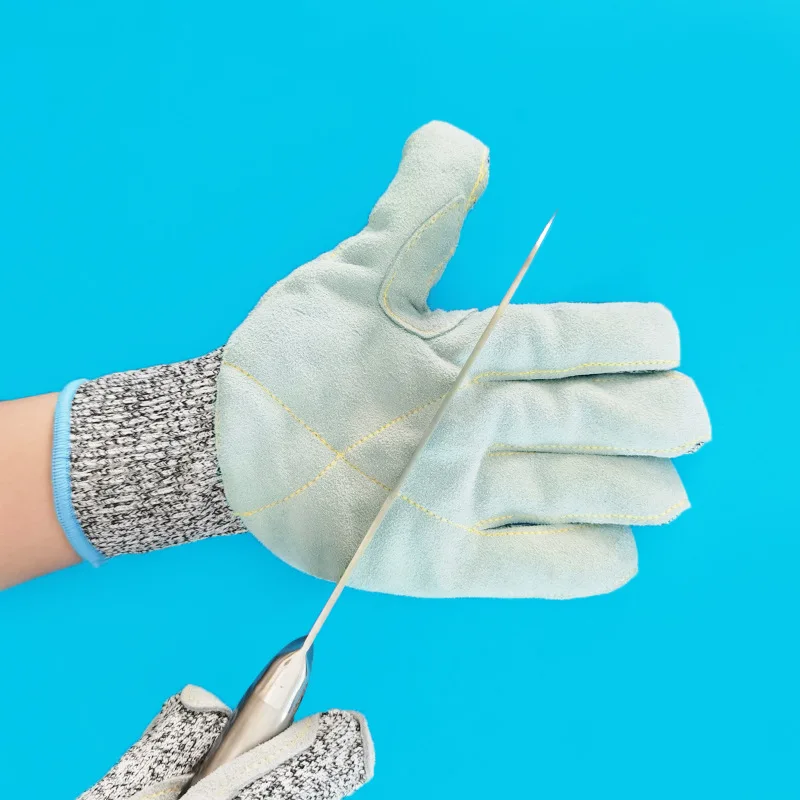Cut-resistant and puncture-proof gloves, made with durable, non-slip cowhide