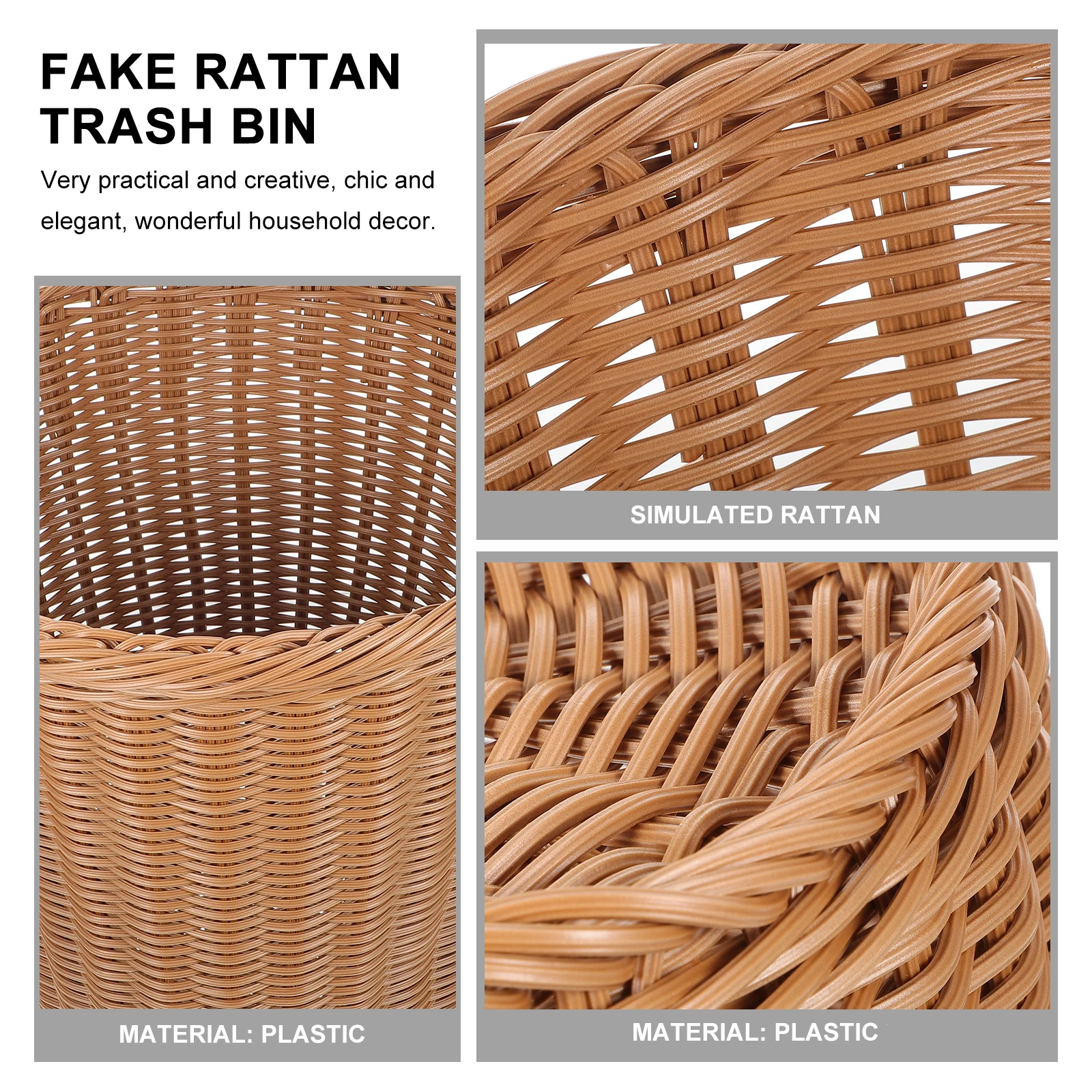 

Anti-Rust Iron Trash Can Woven Storage Basket Garbage Bin for Home Desktop Sturdy Environmentally Friendly Decorative