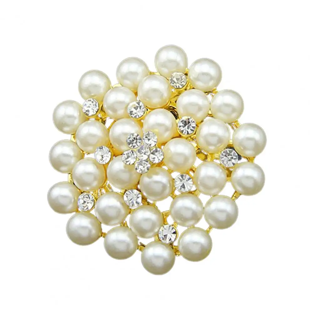 Dropshipping!!Elegant Brooch Breastpin Easy Matching Alloy Flower Faux Pearls Women Brooch Pin