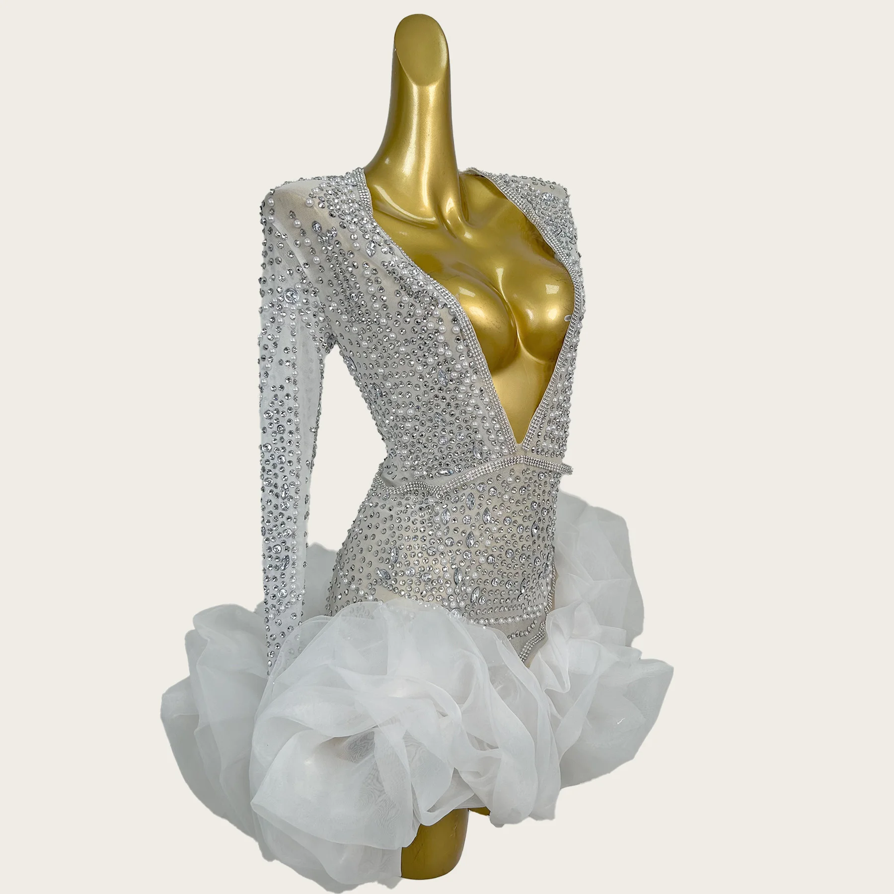 Luksusowa, seksowna sukienka tutu z głębokim dekoltem w serek, idealna na urodziny, imprezę, do baru, klubu nocnego, seksowny strój, mini sukienki z perłami, Babi