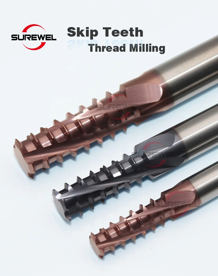 SUREWEL Skip Teeth Gewindefräser HRC65 Gewindeschneidwerkzeug Balzers Nano-Beschichtung CNC Hochgeschwindigkeits-Fräswerkzeuge 60 ° Profilwinkel M6 M8 – Detail 2