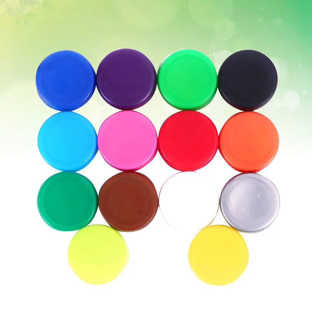 100Pcs Colorful Bottle Caps Plastic DIY Handcraft Material Assorted 14 Colors Art Projects for Imagination and Skill