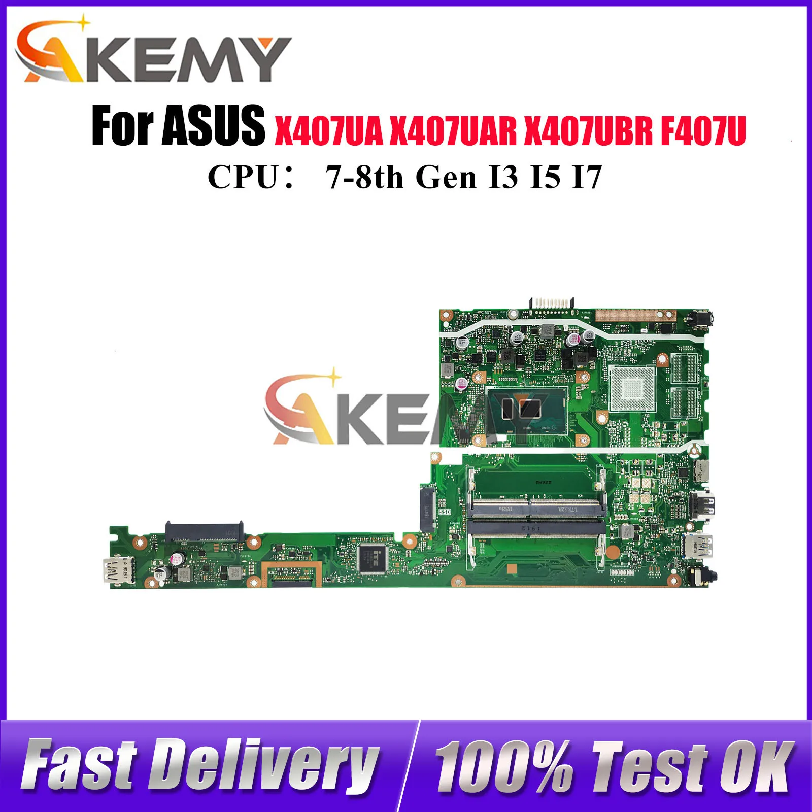 

X407UA Laptop Motherboard For ASUS X407UB A407U Y4000U X407U X407UA X407UBR X407UV X407UAR F407U X407UF Mainboard I3 I5 I7 CPU