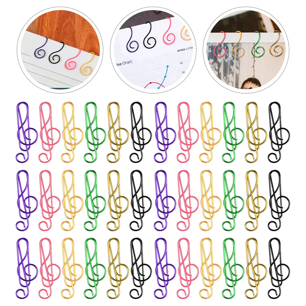 

85Pcs Metal Paper Clips Colorful Music Note Shaped Creative Office Document File Clip Paper Clips Metal Paperclips