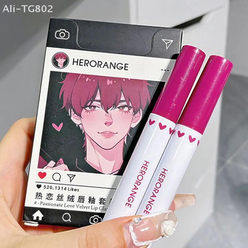 HERORANGE 5 szt. Zestaw błyszczyków do ust Długotrwały Matowy Czerwony Odcień Wodoodporny Zestaw Pomadek Lustrzany Błyszczyk do Ust w Kształcie Papierosa Kosmetyki do Makijażu