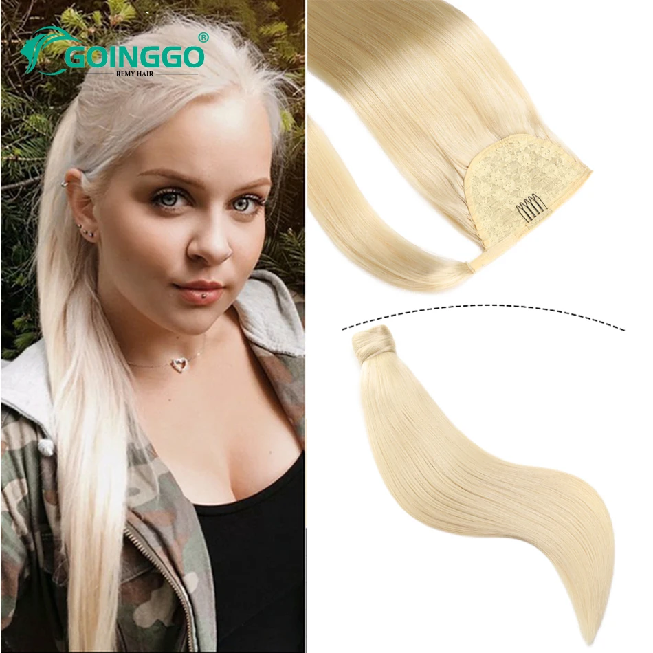 

Clip In Ponytail Extension Wrap Around Long Straight Pony Tail Hair 14-28Inch Brazilian100% Remy Horsetail Hairpiece 90/120g