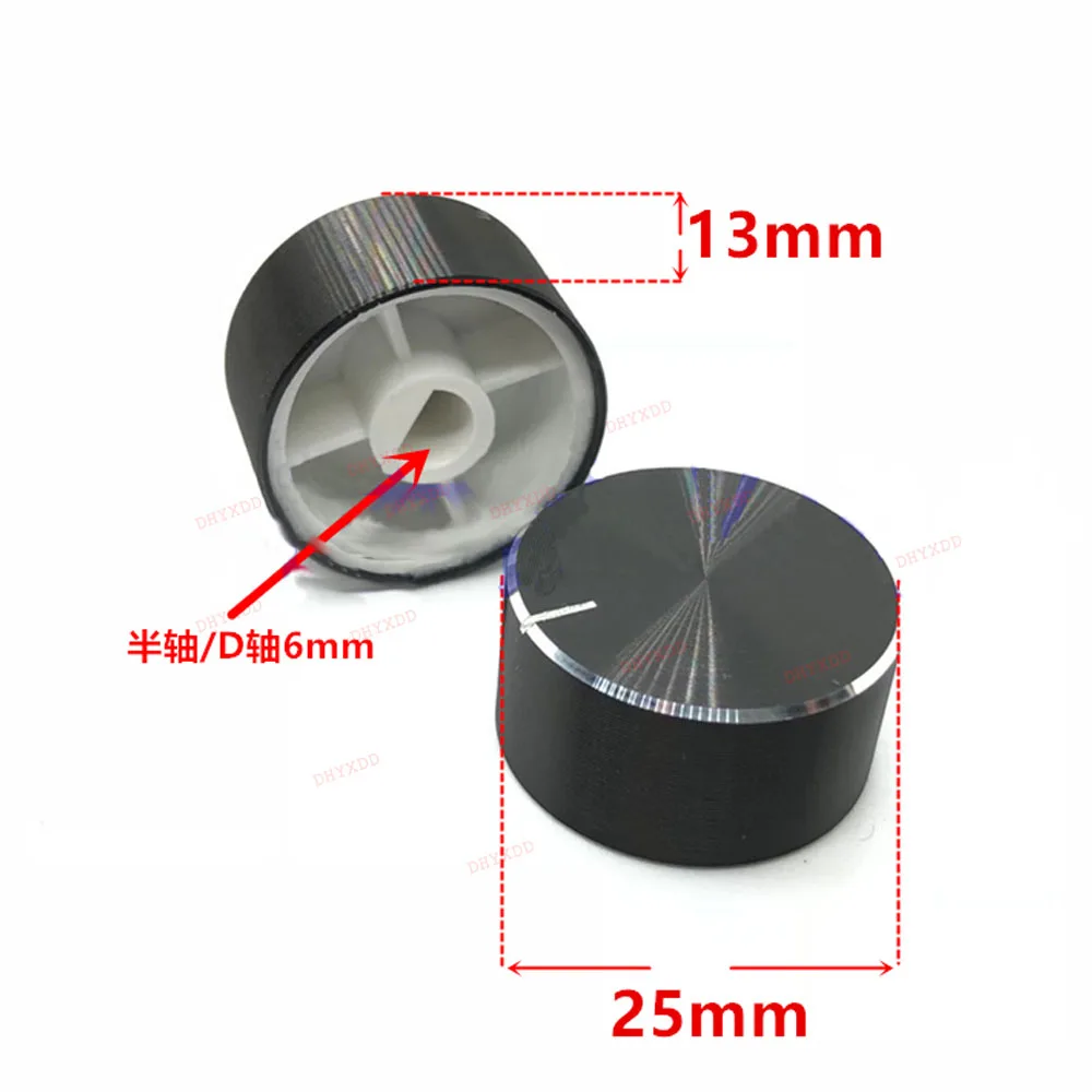 25x13 6mm Shaft Hole Aluminum Alloy Potentiometer Knob Black (D-axis)  for MPC1000 for Chevrolet Sedan Car Air Conditioning Knob