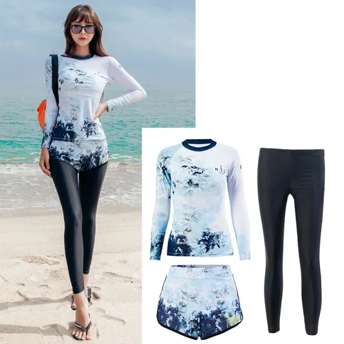 여성용 래쉬가드 긴팔 패딩 셔츠, 보이쇼츠, 레깅스, 서핑 수영 상의, 하의, 운동복 의상 