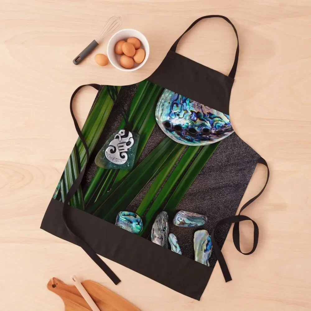 

NZ Maori Culture Theme - Metal Manaia Flax Apron Cute Kitchen work gowns for women cleaning Beauty For Hairdresser Apron