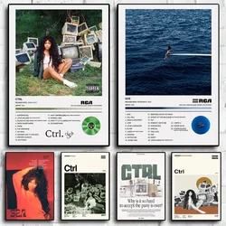 Pop Rap Music Album Cover SZA Poster Aesthetic Rapper Hip Hop Rock SOS Crtl Canvas Print Home Wall Art Room Living Decor Picture