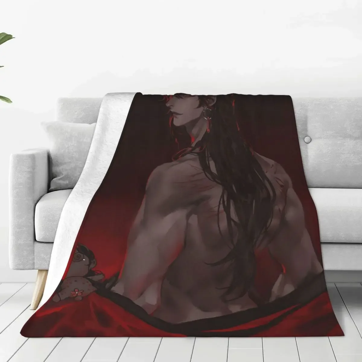 Heaven Official's Blessing Hua Cheng Fleece Throw Blanket Anime Yaoi Lgbt Blankets for Home Travel Super Warm Bedding Throws