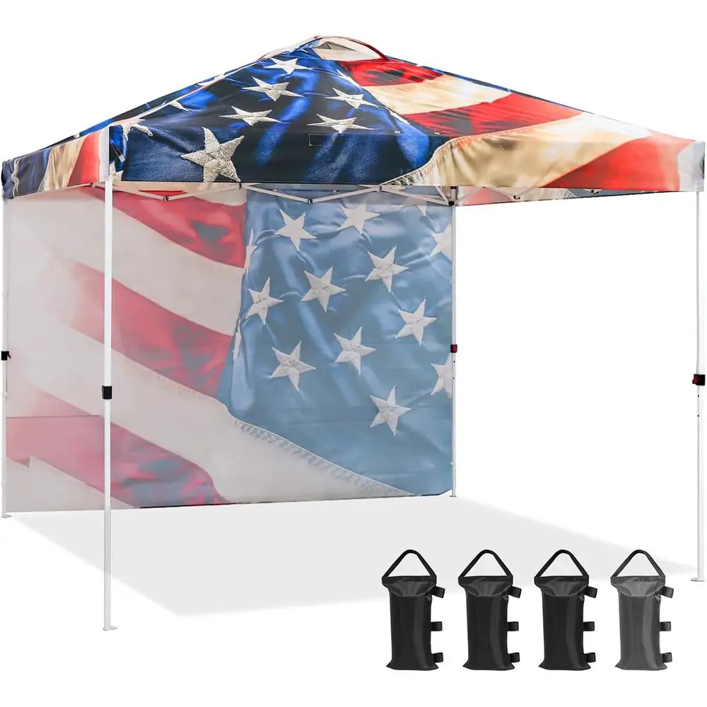 

Тент для мероприятий на открытом воздухе 10x10 футов, усиленный, с боковыми стенками, простая установка, дизайн «Звезды и полосы»