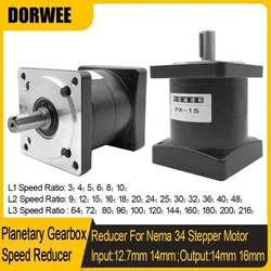Planetary Gearbox Reducer For Nema 34 Stepper Ratio 3,5,8,10,16,36~216 90mm Flange Servo Motor Speed Reducer Planetary Reducer