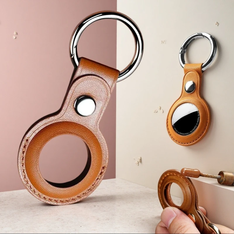 Étui de protection en cuir PU pour Apple AirTag, étanche, anti-perte, porte-clés localisateur, traceur, dispositif anti-perte, porte-clés