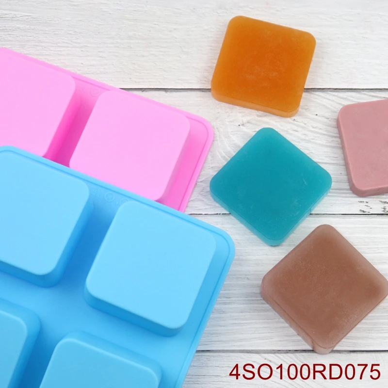 

20PCS/LOT Wholesale ReadStar 4SO100RD075 4 Cavities Square 4 Holes Silicone Baking Soap Mold Cake Mould DIY Soap Mold