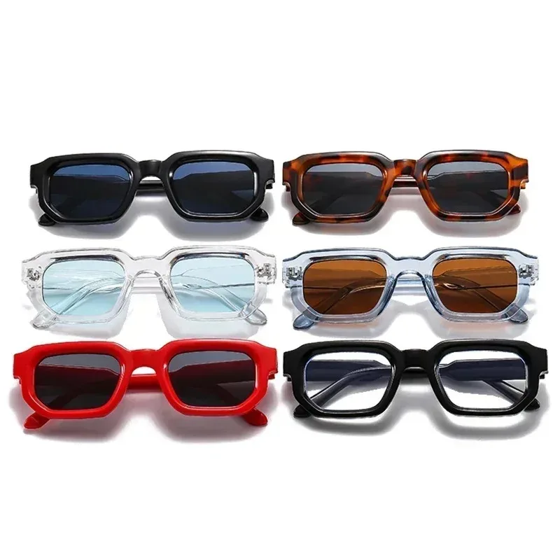 Fashion Blue Square Sunglasses For Women Men Retro Luxury Designer Clear Lens Sun Glasses Shades UV400 Eyeglasses image 4