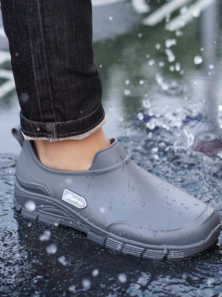 

Мужские рабочие ботинки с низким вырезом Rain oes, противоскользящие, износостойкие, для кухни, автомобиля, для защиты труда, водонепроницаемые, Rubber oes