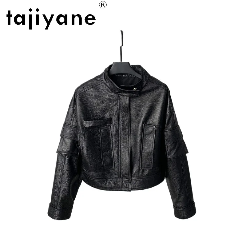 TAJIYANE Real Sheepskin Leather Jacket Woman Lychee Grain Short Coat Stand Collar Moto Jackets 2026 Autumn Women Clothes jaqueta