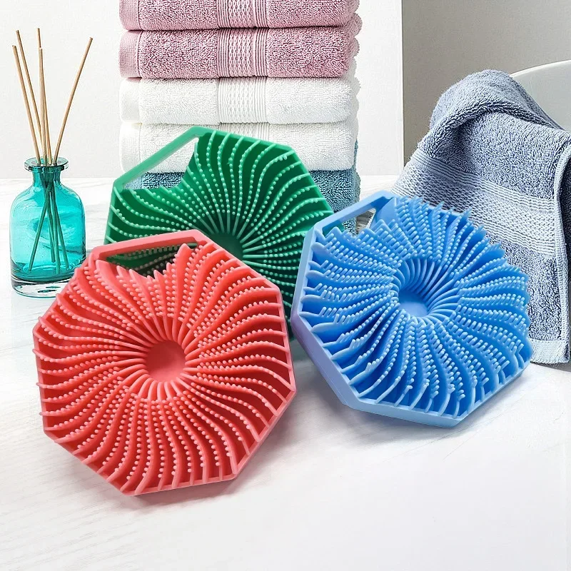 Amazon Best Seller Bath Towel Scrubber Massage Bath Brush Exfoliating Silicone Shower Brush Back Scrubber Mud Removal Tool