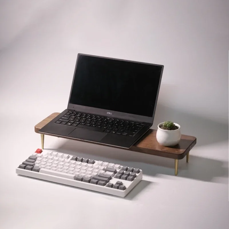 

Black Walnut Monitor Stand, Computer Screen Height Frame, Solid Wood,Desktop Storage, Keyboard Organizer, Sleek Riser, Efficient