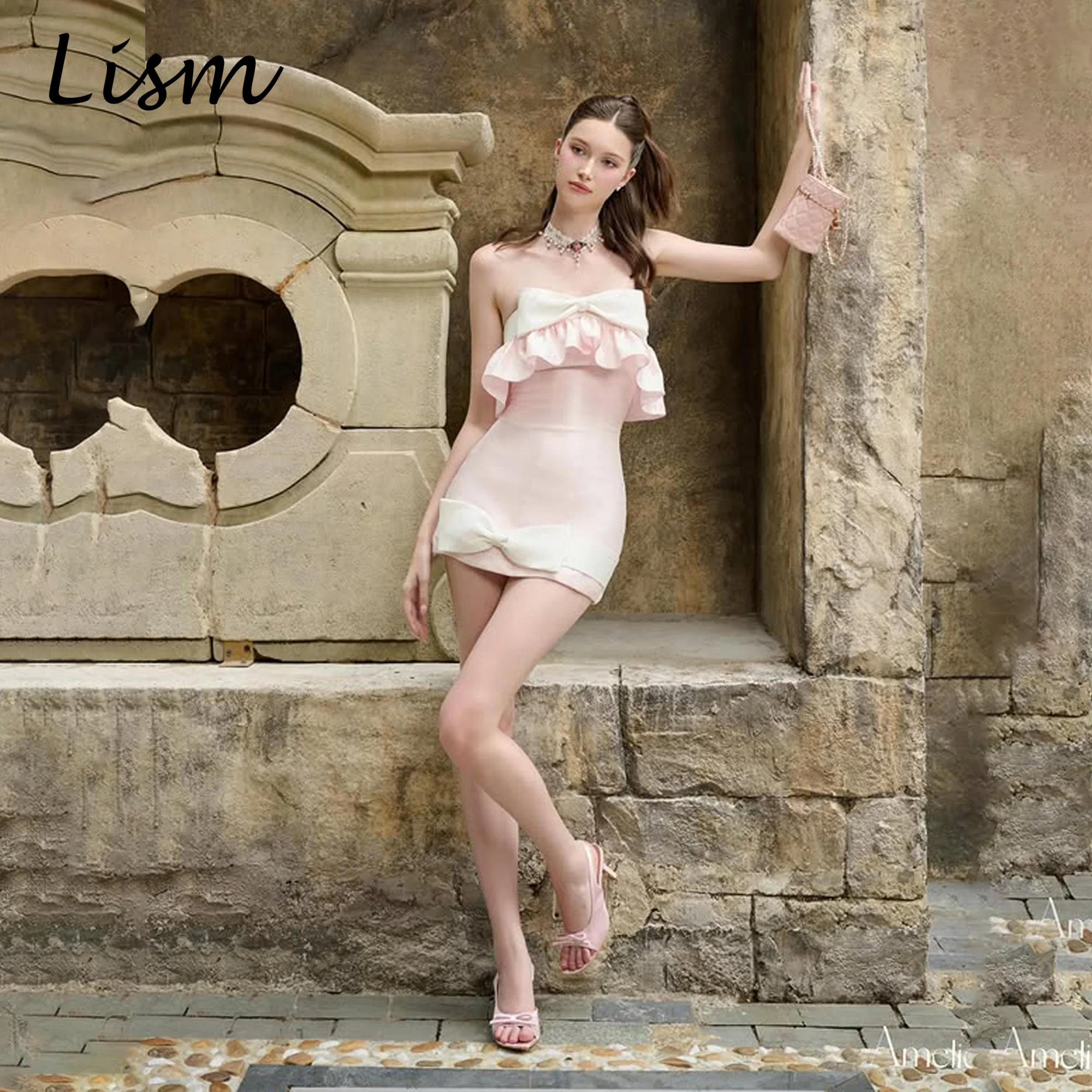 

Lism Unique Beautiful Strapless Dress Women's Luxury Minimalist Knot Skirt Anti-collision Unique Young Beautiful Dress Customize