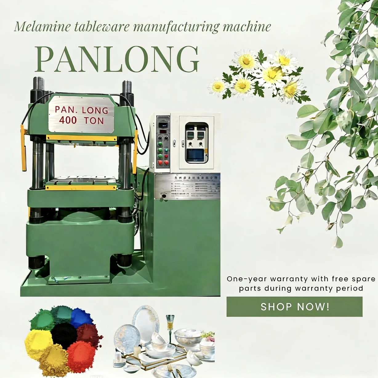 400 Ton Single Color Melamine Dinnerware Making Machine Hydraulic Press High Capacity Advanced Technology 1 Year Warranty