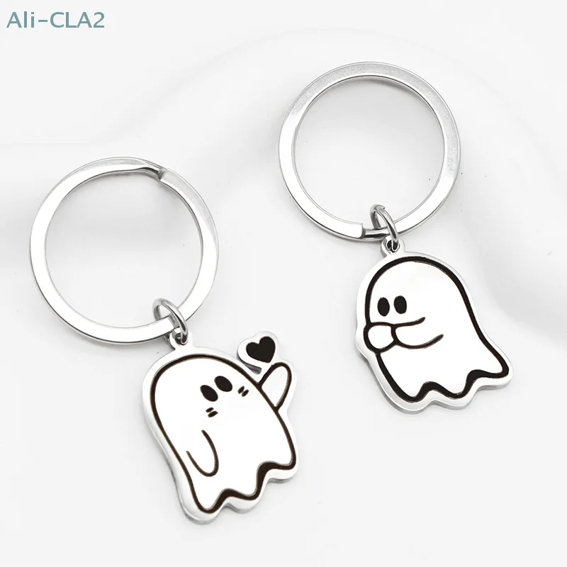 Cute Ghost Little Monster Lover Keychain Ghost Keychain Creative Car Keyring Bag Men Women Small Pendants Valentine Day Gifts