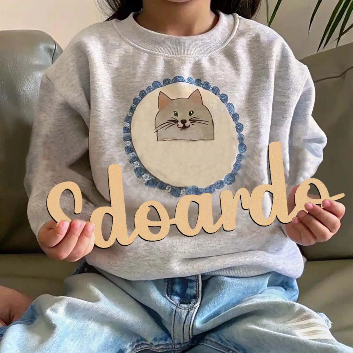 1pc Cartoon Edoardo example Custom Text Laser-Cut Sign Wooden Plaque Wooden Decor Unfinished Wood for Painting or Glittering