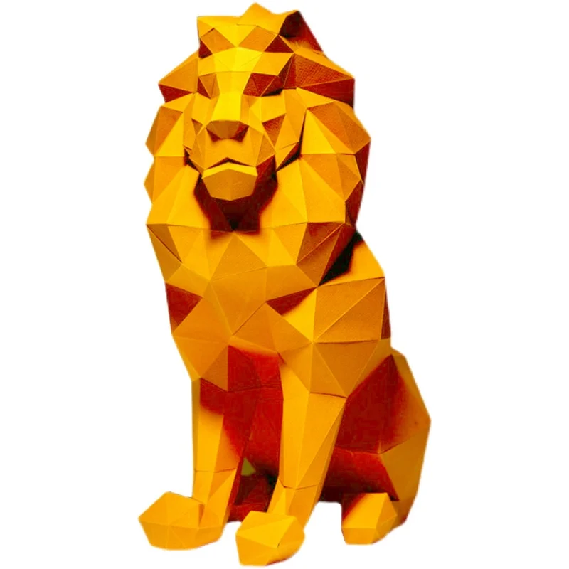 45cm Lion Paper Model Home Decor Corridor Ornament Room Decoration Papercraft 3D DIY Hand Made Creative Toys Sculpture Props