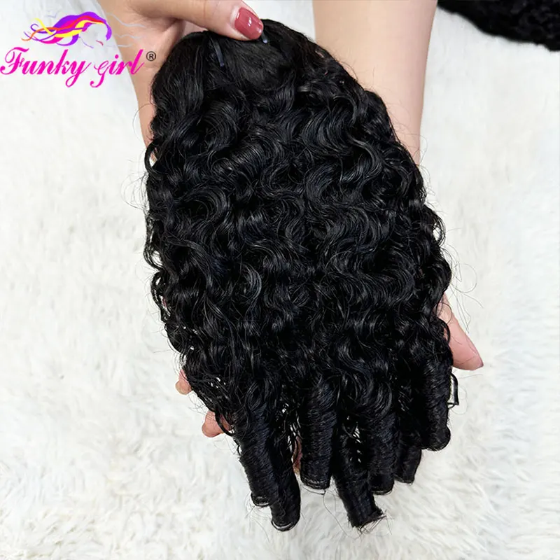 Paquetes de cabello humano birmano rizado 12A, pixie curls, 100% virgen, 1/3 piezas, para cabeza completa 3