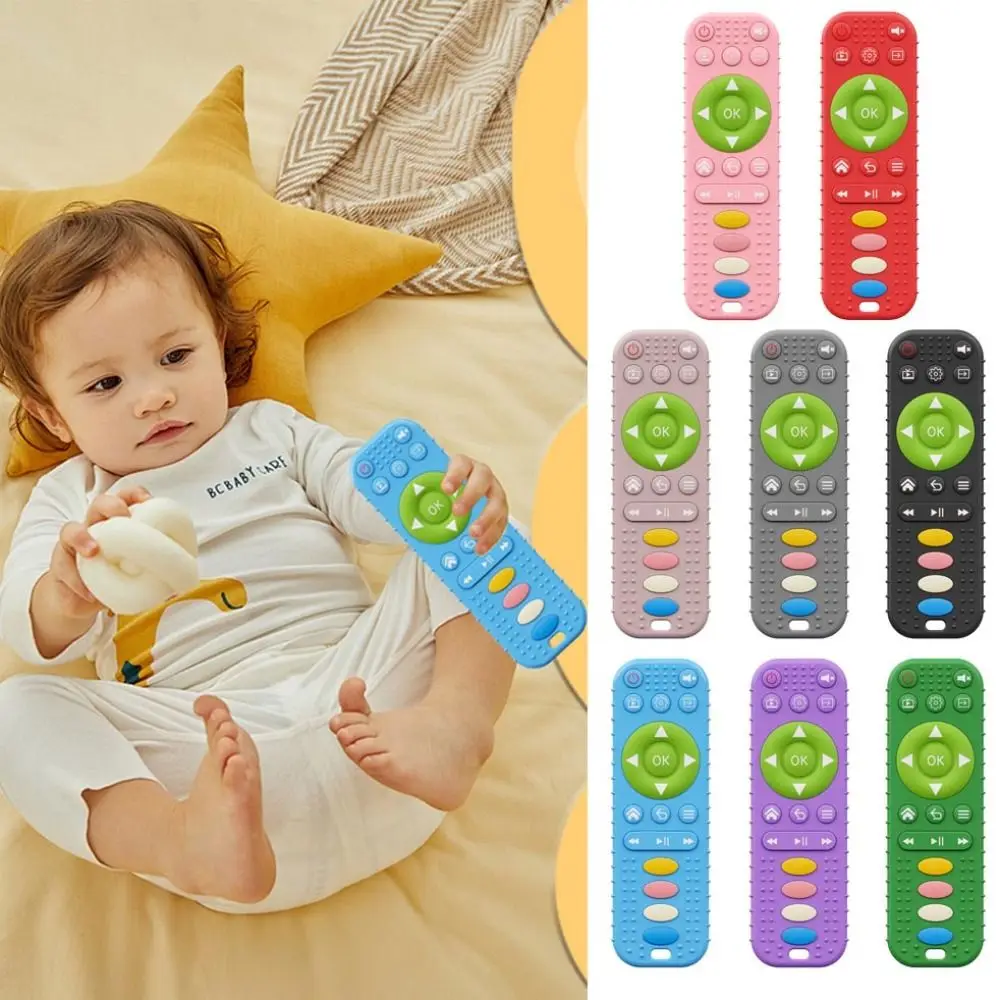 

New Silicone Baby Teethers Rodent Gum Remote Control Shape Pain Relief Teething Toy Washable Soft Sensory Educational Toys Kids
