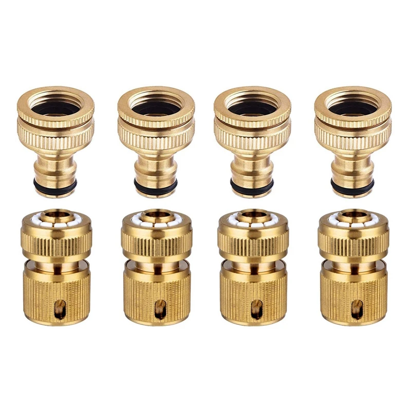 

Hot 8 Pieces Garden Hose Tap Connector 1/2 Inch And 3/4 Inch Size 2-In-1 And 1/2 Inch Hose Pipe Quick Connector