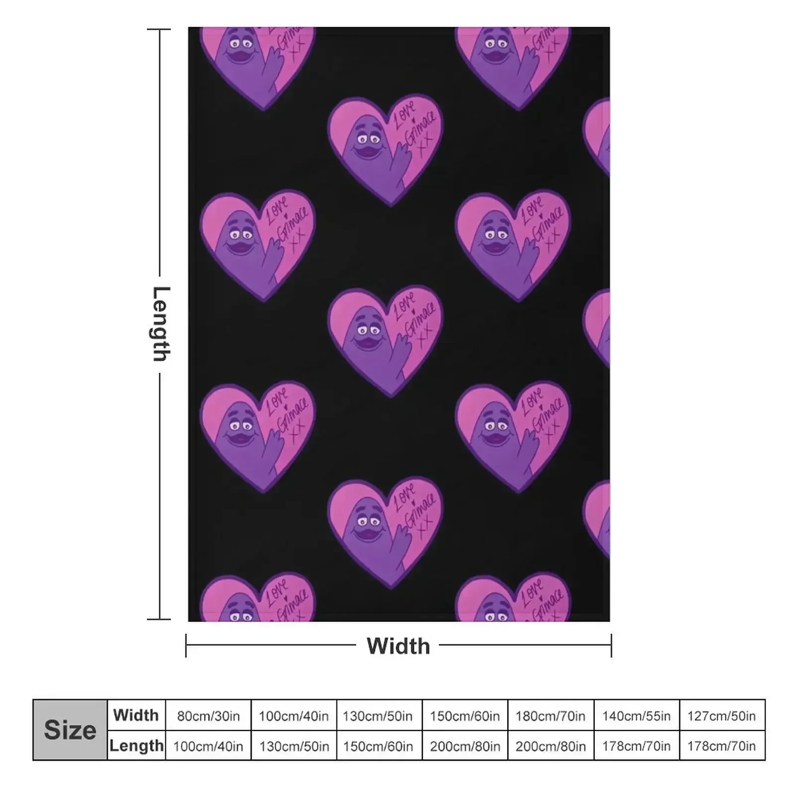 Love Grimace valentines Throw Blanket couch cozy soft plush fuzzy picnic outdoor blanket