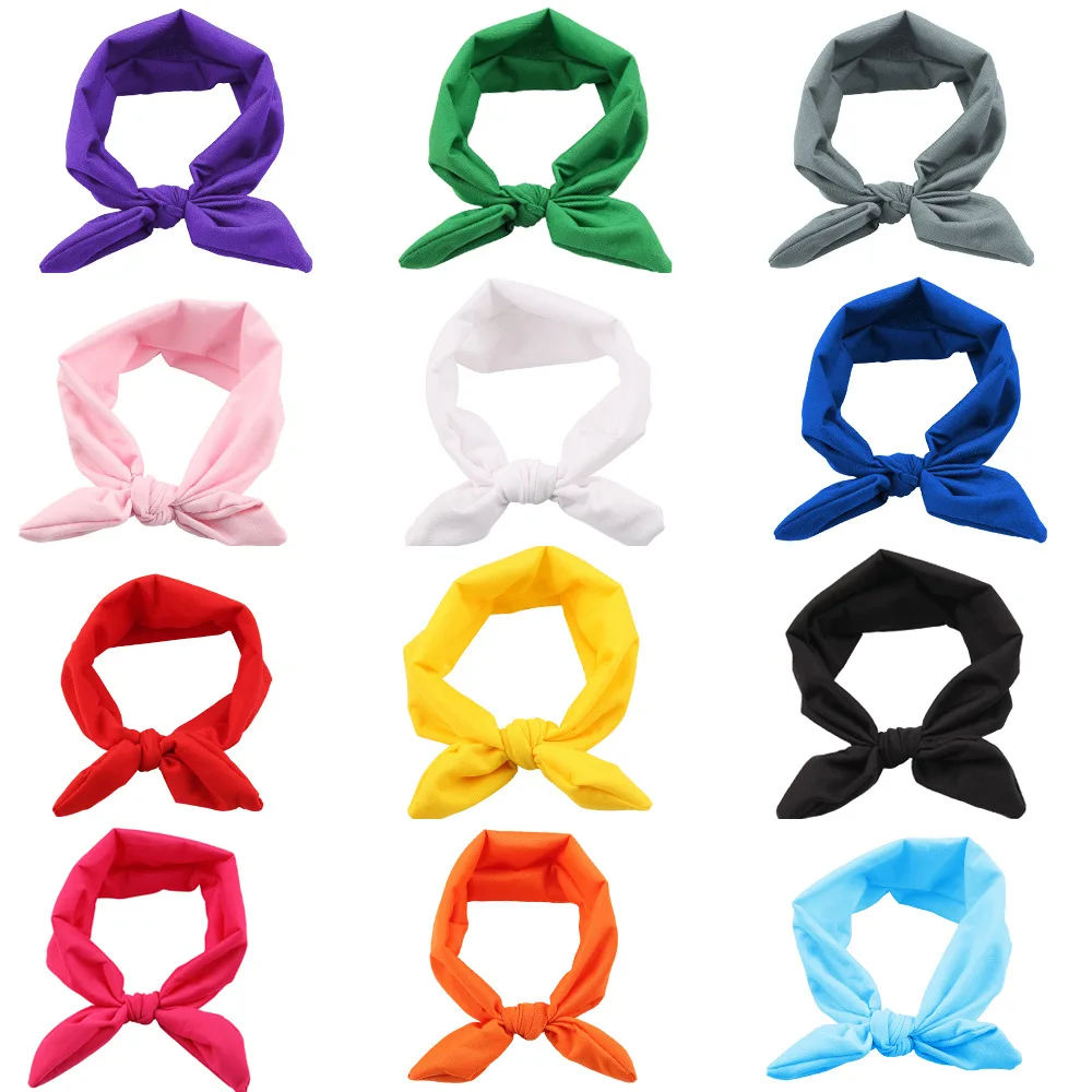 12pcs/lot Children's Casual Fashionable Stretch Fabric Ear Headbands-Rabbit Ear Hair Accessory-Baby Girl Hair Decoration Durable