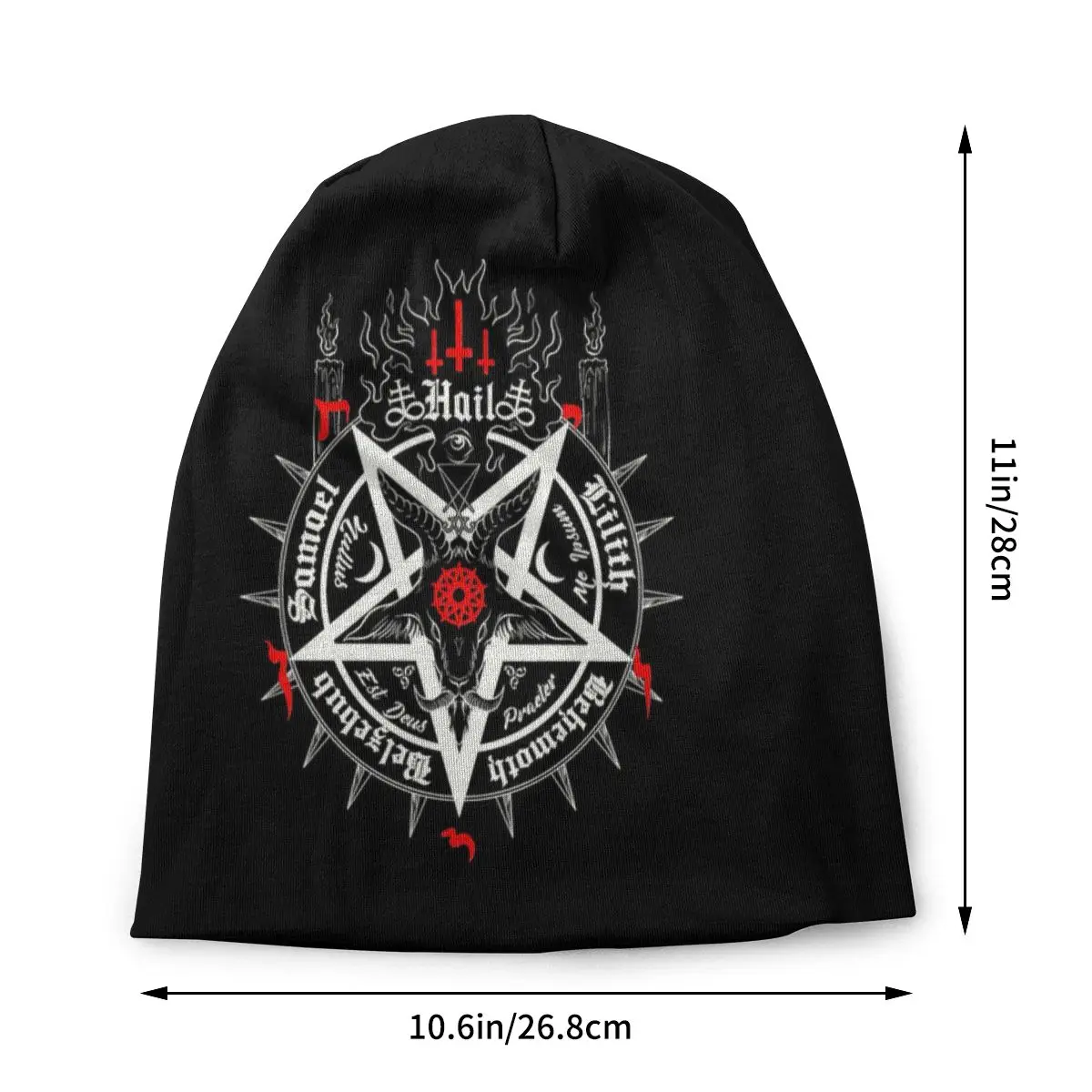 Custom Winter Warm Knitted Hat Unisex Adult Satanic Baphomet Leviathan Cross Skullies Beanies Satan Devil Pentagram Bonnet Hats