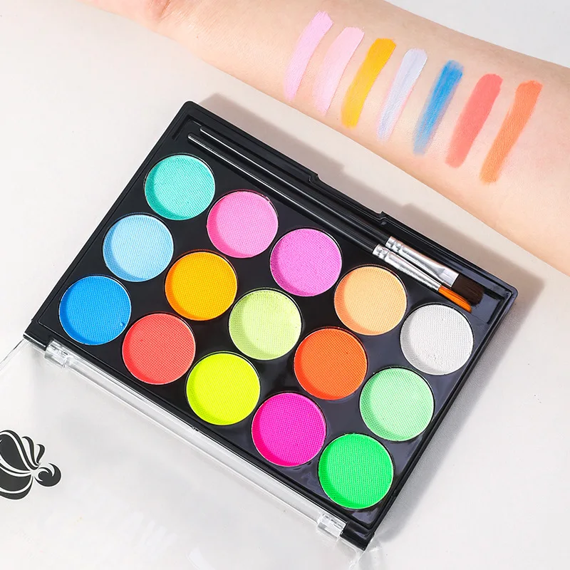 15 لونًا من طلاء الوجه والجسم بالدم المزيف، مجموعة مكياج للهالوين ذات تأثيرات خاصة احترافية مع شمع ندبة لنمذجة الجرح