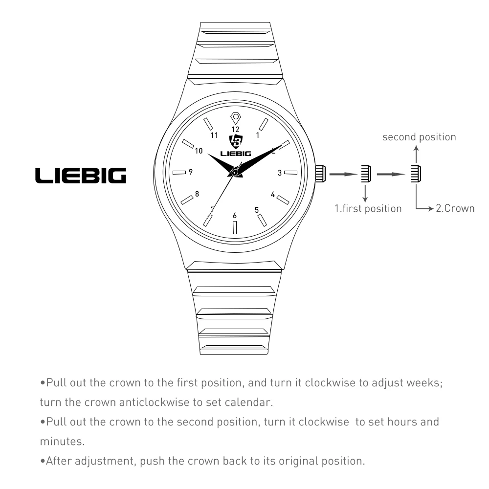 LIEBIG Japan Quart Movement Women Mens Watches Luxury Stainless Steel Female Ladies Golden Wristwatch Clock Relogio Feminino