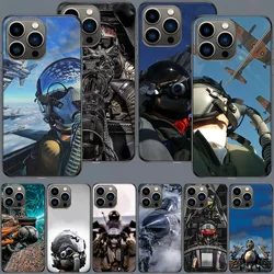 Cool Fighter Pilot Fighter Phone Case For Apple Iphone 16 15+ 17 Pro Max 14 Plus 16E Air 13 12 Mini Clear Cover Silicone C