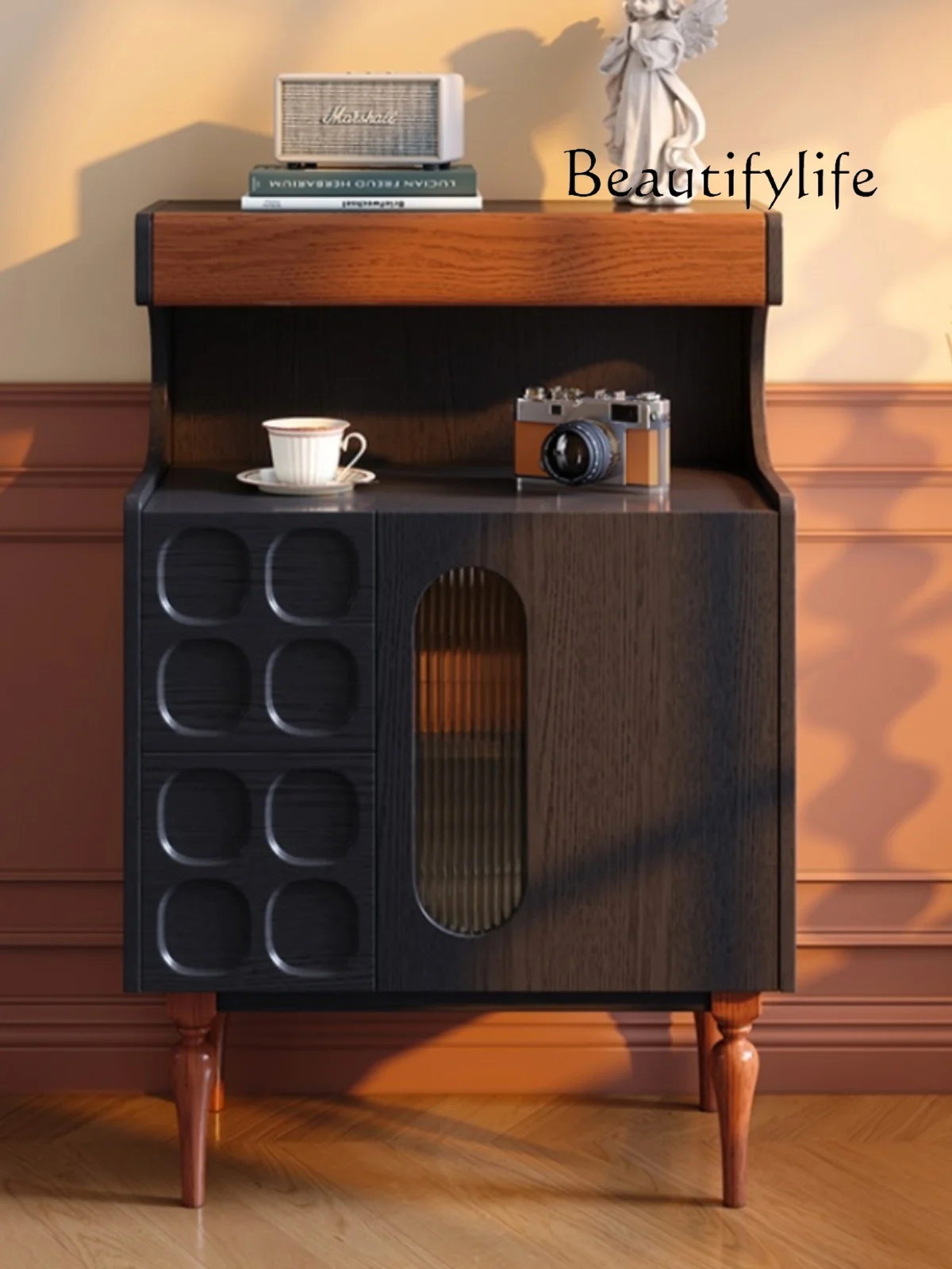 

Французский средневековый шкаф для хранения в маленькой квартире из цельного дерева, настенный шкаф для хранения чая в гостиной