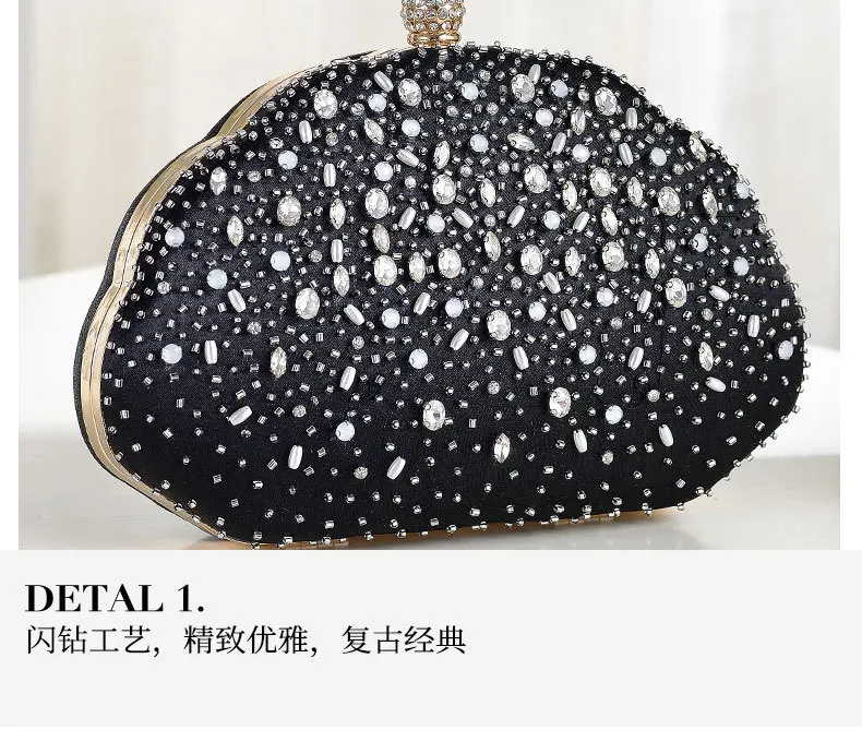 Spabroken Diamant-Clutch-Tasche, Bankett-Tasche, Einschultrige, schräge Bankett-Abendtasche, französischer Stil, Cheongsam-Handtasche – Detail 12