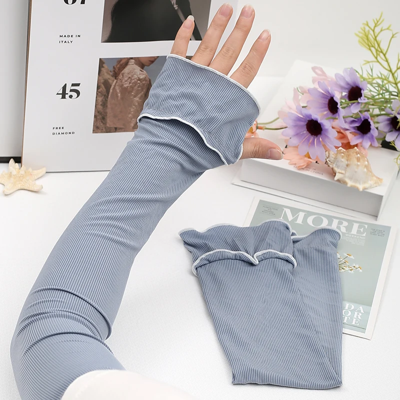 Cooling Arm Sleeves Breathable Sun Protection Ice Slik Sleeves Summer Outdoor Sports Driving Cycling Sleeves Women Men Loose Arm image 5
