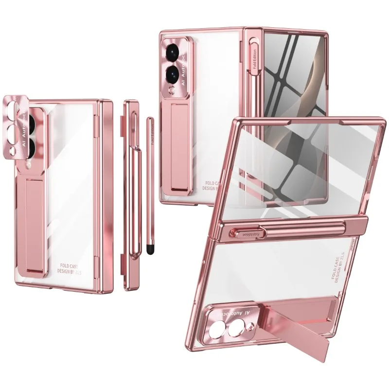 For Samsung Z Fold 8 Wide Hinge Lens Protection Pen Slot with Stylus Tempered Glass Film Hidden Stand Shockproof HD Back Cover
