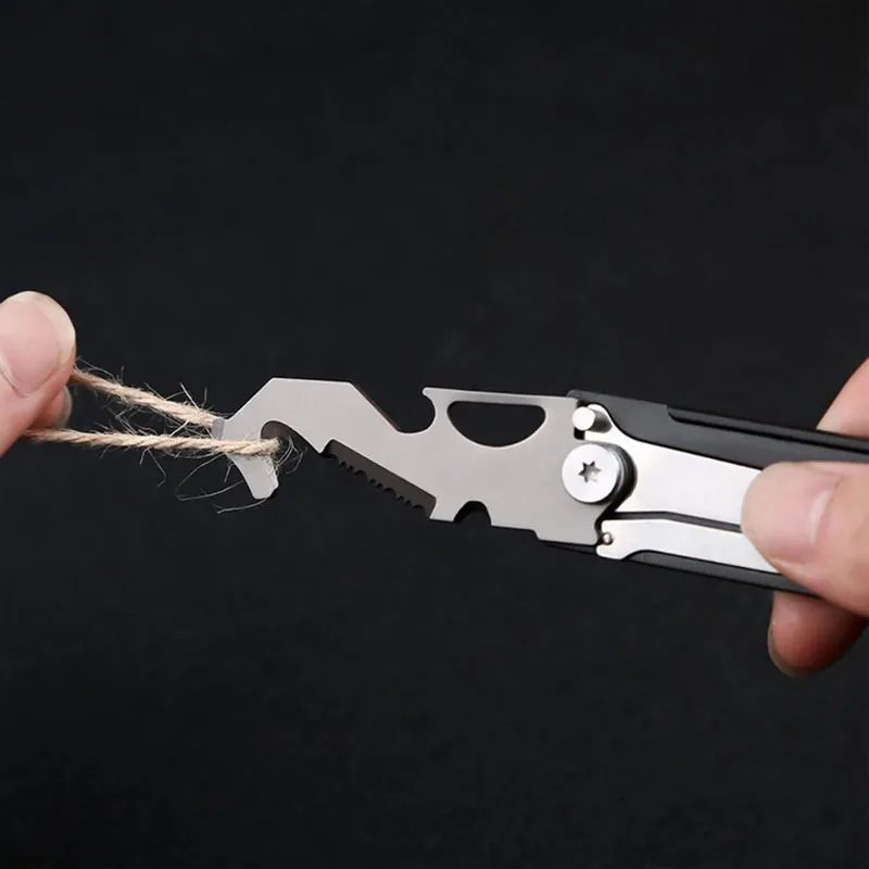 New Keychain Stainless Steel Folding Knife Multi-function Tool Personality Creative Mini Bottle Opener Rope Cutter Screwdriver