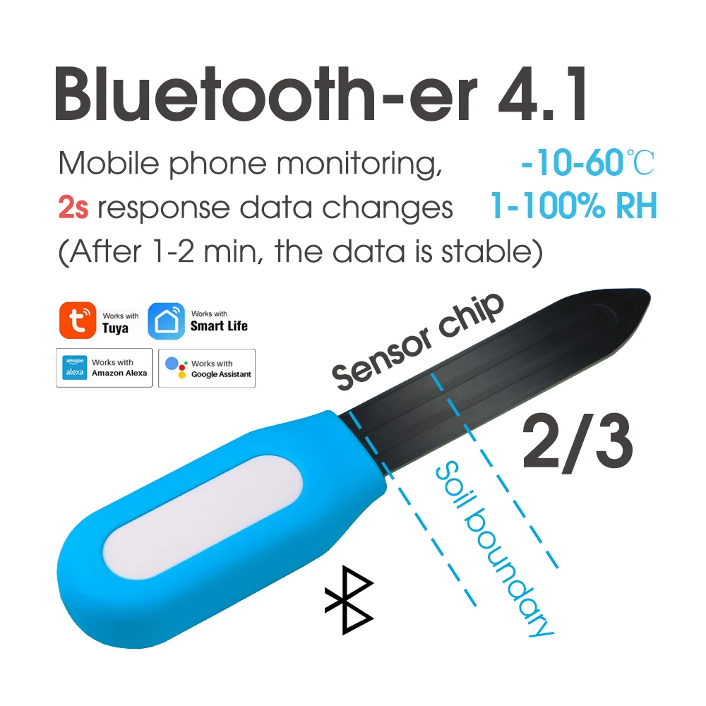 WiFi/Bluetooth-compatible Temperature Monitor Wireless Greenhouse Sensor Waterproof Thermometer Hygrometer Soil Moisture