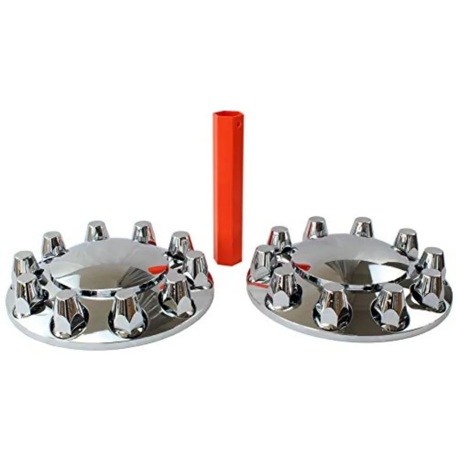 

Chrome ABS Complete Axle Cover Set with Stard Hub Caps 33mm Screw-On Lug Nut Covers for Semi Trucks